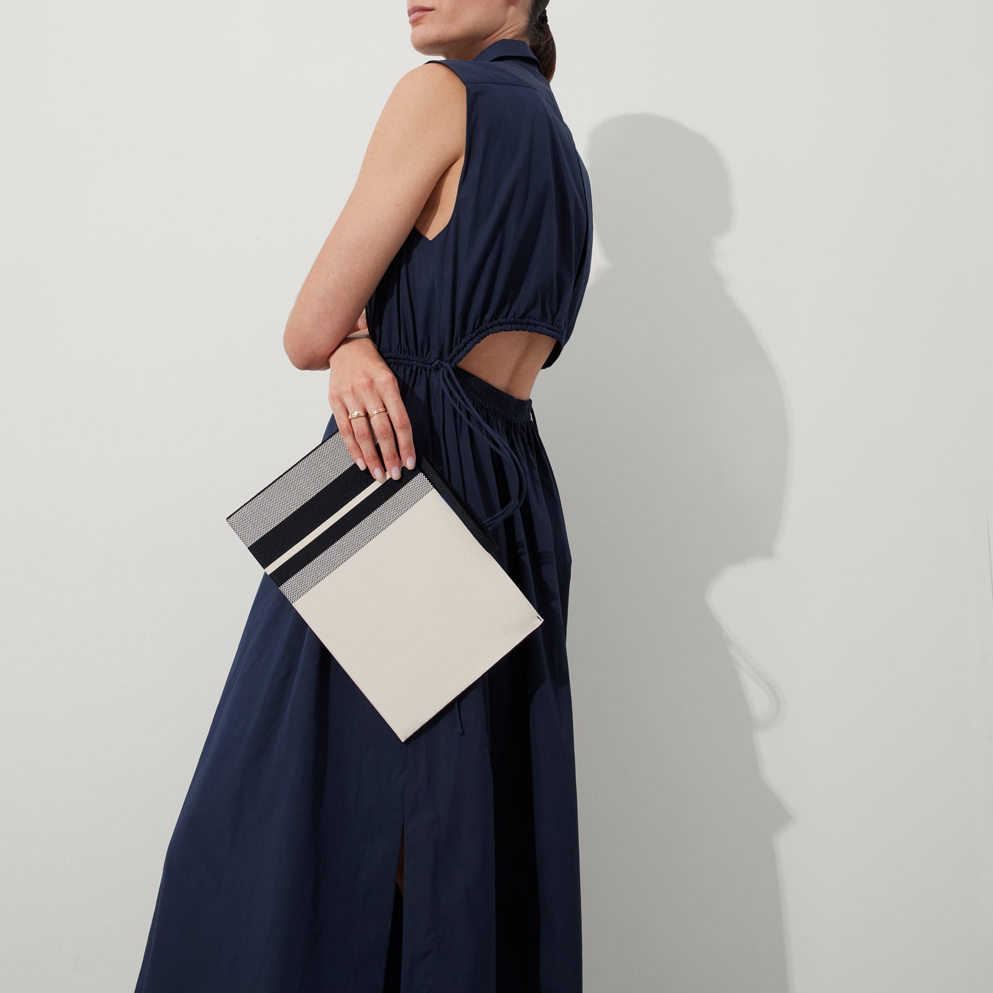 The Wristlet - Ivory Rugby Stripe