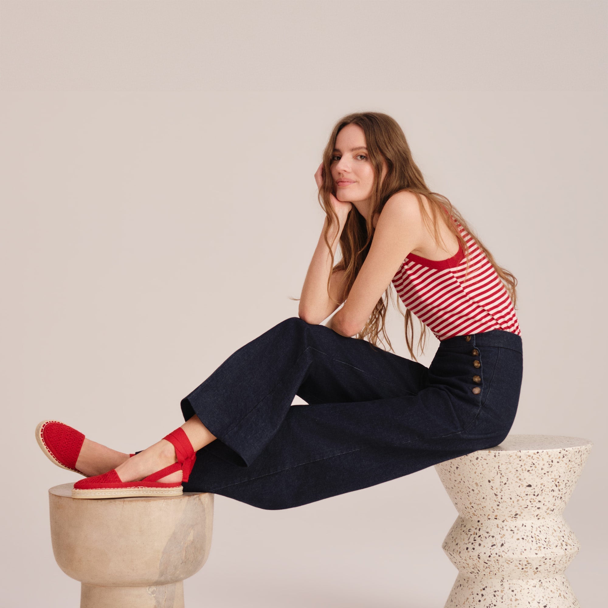 The D'Orsay Espadrille - Bright Red Crochet